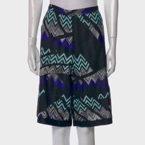 MISSONI knee length knitted ZigZag shorts high waist wide leg Rayon IT 42 US 6